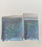 GLITZY HOLO TINSEL - Silver Holographic Tinsel Glitter - Polyester Glitter - Solvent Resistant