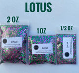 LOTUS - PINK & GREEN- Custom Blend - Chunky Mix - Polyester Glitter - Solvent Resistant