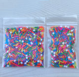 STARS & SPRINKLES- POLYMER Clay Sprinkles - Multi Colored Fake Sprinkles - Polymer Slices