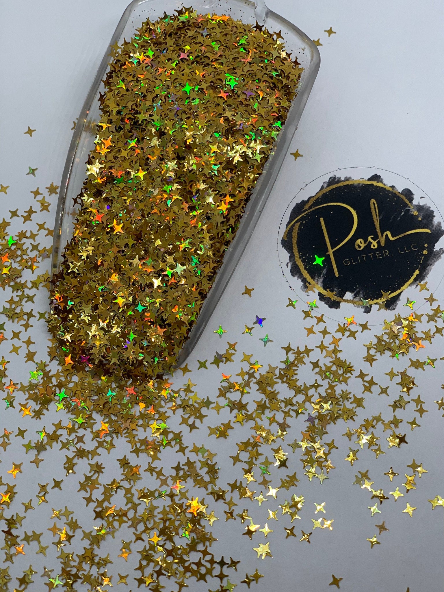 4 POINT STAR Glitter - GOLD Holographic Star Glitter - Polyester Glitt –  Posh Glitter, LLC