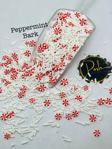 PEPPERMINT BARK Sprinkles - Polymer Clay Slices - Polymer Clay Sprinkles - White Sprinkles with Peppermint Pattys
