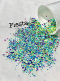 FIESTA - Purple, Yellow, Holographic Teal Chunky Glitter Mix - Polyester Glitter - Solvent Resistant