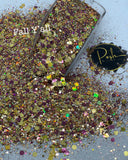 FALL Y'ALL - Maroon & Gold Fall Glitter Chunky Mix - Polyester Glitter - Solvent Resistant