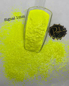 SIGNAL YELLOW - 1MM Hex Chunk - Fluorescent Yellow Pearlescent Glitter - Polyester Glitter - Solvent Resistant
