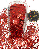 CARDINAL RED - 2MM - Red Holographic Glitter Hex Cut - Polyester Glitter - Solvent Resistant