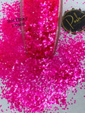 HOT PINKY 1.5MM - Bright Pink Iridescent 1.5MM Hex Glitter - Fluorescent Pink Chunky Glitter - Polyester Glitter - Solvent Resistant