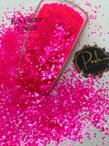 HOT PINKY 1.5MM - Bright Pink Iridescent 1.5MM Hex Glitter - Fluorescent Pink Chunky Glitter - Polyester Glitter - Solvent Resistant