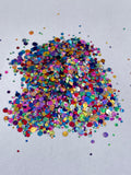 KALEIDOSCOPE - Circle Glitter - Custom Blend - Chunky Multi Colored Glitter - Polyester Glitter - Solvent Resistant - Holographic Glitter