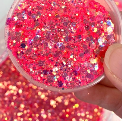 Pink Small Chunky Holographic Glitter - Pink Blush Small Chunky