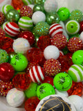 GRUMPY CHRISTMAS BUBBLEGUM Beads 20mm - 7 - Chunky Beads, Bubble Gum Bead Sets, Acrylic Beads, Chunky Bead Sets-20 Count Bead Set