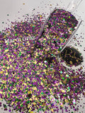 MARDI GRAS - Purple Green Gold Glitter Mix - Polyester Glitter - Solvent Resistant