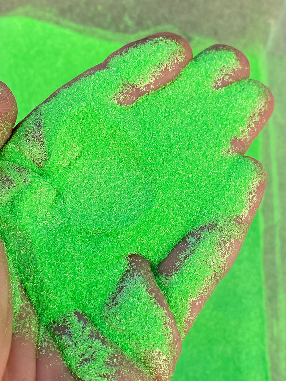 MOJITO GREEN - Pearlescent Neon Green Ultra Fine Loose Glitter - Polyester Glitter - Solvent Resistant - Fluorescent Glitter
