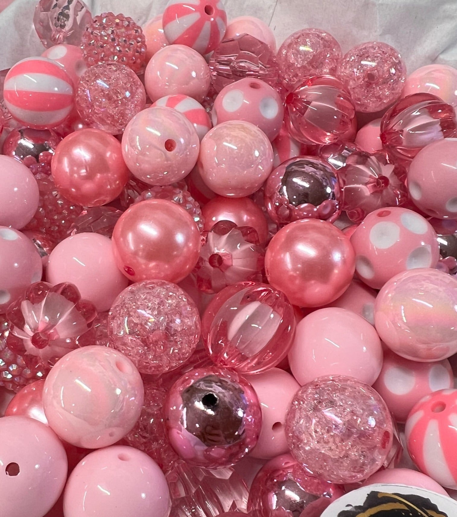 20mm Matte Cotton Candy Pink Solid Chunky Bubblegum Beads, Acrylic