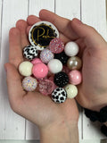 PINK Cow Print BUBBLEGUM BEADS 20mm - #20 - Chunky Beads, Bubble Gum Bead Sets, Acrylic Beads, Chunky Bead Sets