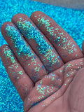 ISLAND OASIS .8MM - Iridescent Aqua Glitter- Polyester Glitter - Solvent Resistant