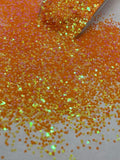 HARVEST ORANGE 1MM- Iridescent Orange 1MM Hex Cut Glitter - Polyester Glitter - Solvent Resistant - Orange Glitter