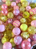 YELLOW Pink Lemonade BUBBLEGUM BEADS 20mm - 30 - Chunky Beads, Bubble Gum Bead Sets, Acrylic Beads, Chunky Bead Sets