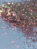 FROSTED SWEET PEA - Light Pink Holographic Iridescent Glitter Mix - Pink Chunky Glitter - Polyester Glitter - Solvent Resistant