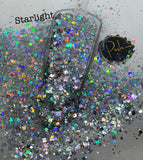 STARLIGHT - Holographic Silver Chunky Glitter - Polyester Glitter - Solvent Resistant