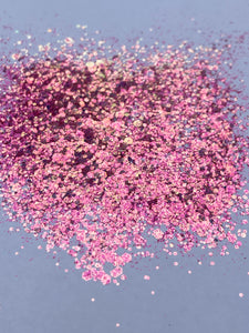 FROSTED TAFFY - Pink Iridescent Holographic Glitter - Chunky Pink Glitter - Polyester Glitter - Solvent Resistant
