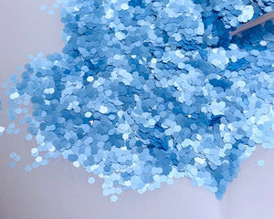 SMURFETTE Blue 2MM - Light Blue Pearlescent 2MM Hex Cut- Loose Glitter - Polyester Glitter - Solvent Resistant