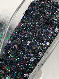 BLACK MAGIC Chunky Mix - Chunky Holographic Glitter Mix - Polyester Glitter - Solvent Resistant