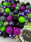 HALLOWEEN Purple Green Black BUBBLEGUM BEADS 20mm - 23 - Chunky Beads, Bubble Gum Bead Sets, Acrylic Beads, Chunky Bead Sets