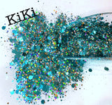 KIKI - Teal Gold Glitter - Custom Blend - Chunky Mix - Polyester Glitter - Solvent Resistant