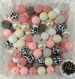PINK Cow Print BUBBLEGUM BEADS 20mm - #20 - Chunky Beads, Bubble Gum Bead Sets, Acrylic Beads, Chunky Bead Sets