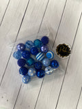 BLUE BUBBLEGUM BEADS 20mm - 12 - Chunky Beads, Bubble Gum Bead Sets, Acrylic Beads, Chunky Bead Sets-20 Count Bead Set