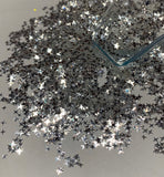 4 POINT STAR  - Silver & White 4 Point Star Glitter - Polyester Glitter - Solvent Resistant