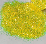 BANANA CRUSH  - color shift - .8MM Hex Chunk - Polyester Glitter - Solvent Resistant