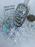 GLITZY HOLO Diamond - Silver Holographic DIAMOND Glitter - Polyester Glitter - Solvent Resistant