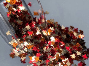 FALL LEAVES - Multi Colored-Fall Leaf Glitter - Maple Leaf Glitter - Solvent Resistant