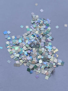 GLITZY HOLO  3MM Square - Silver Holographic, SQUARE Glitter,  Silver Square Glitter, Polyester Glitter, Solvent Resistant
