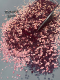 VICTORIA 2MM- Pink Iridescent - Hex Cut - Polyester Glitter - Solvent Resistant - Iridescent