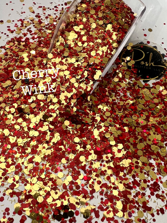 CHERRY WINK - Red and Gold Glitter Mix - Custom Blend  - Polyester Glitter - Solvent Resistant