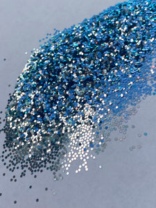 ICE BLUE 1MM - Light Blue Color Shift Glitter - Hex Cut - Polyester Glitter - Solvent Resistant