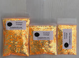 Frosted Orange-Bright Orange Iridescent Glitter Mix-Chunky Orange Glitter-Polyester Glitter-Solvent Resistant