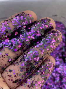 HOCUS POCUS - Purple Black Holographic Chunky Glitter Mix - Polyester Glitter - Solvent Resistant
