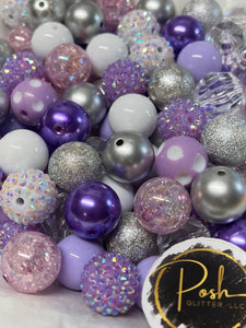 PURPLE BUBBLEGUM BEADS 20mm - 33 - Chunky Beads, Bubble Gum Bead Sets, Acrylic Beads, Chunky Bead Sets