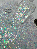 UNICORN TEARS - White Iridescent Chunky Glitter mix- Polyester Glitter - Solvent Resistant - Star Shaped Glitter