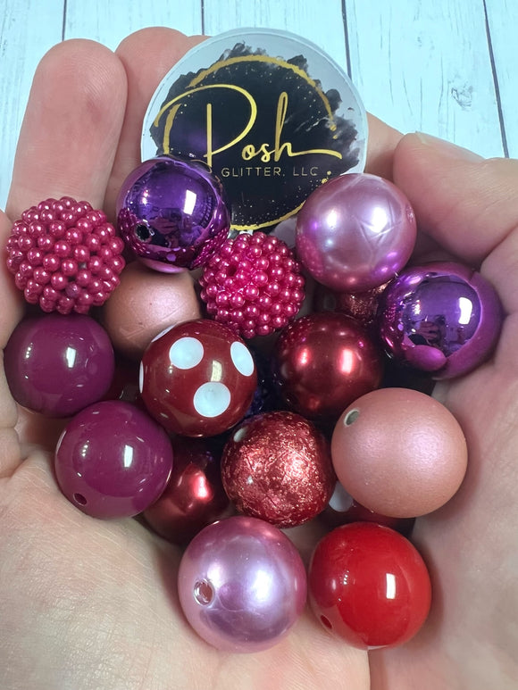 Merlot BUBBLEGUM BEADS 20mm-Merlot Purple Pink Chunky Beads, Bubble Gum Bead Sets, Acrylic Beads, Chunky Bead Sets-20 Count Bead Set