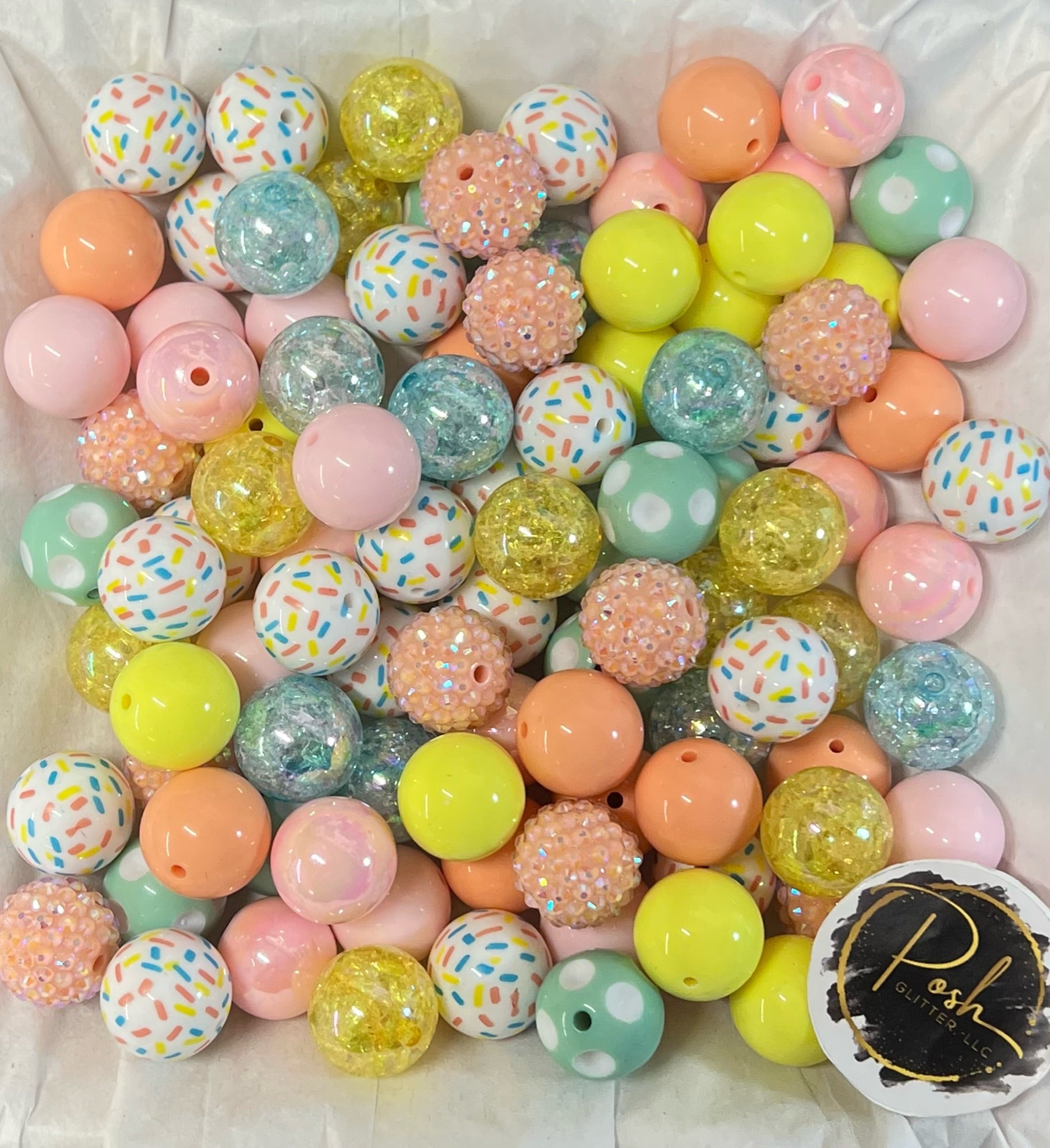 PASTEL Sprinkle BUBBLEGUM BEADS 20mm - 17 - Chunky Beads, Bubble Gum Bead  Sets, Acrylic Beads, Chunky Bead Sets