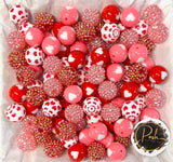 VALENTINE Red Pink BUBBLEGUM BEADS 20mm - #19 - Chunky Beads, Bubble Gum Bead Sets, Acrylic Beads, Chunky Bead Sets