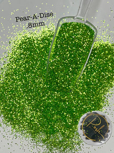 PEAR-A-DISE  - Green Color Shift Glitter- .8MM Hex - Polyester Glitter - Solvent Resistant - Fluorescent