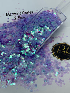 MERMAID SCALES 2.5mm - Iridescent Purple HEX 2.5mm Cut - Polyester Glitter - Solvent Resistant - Iridescent