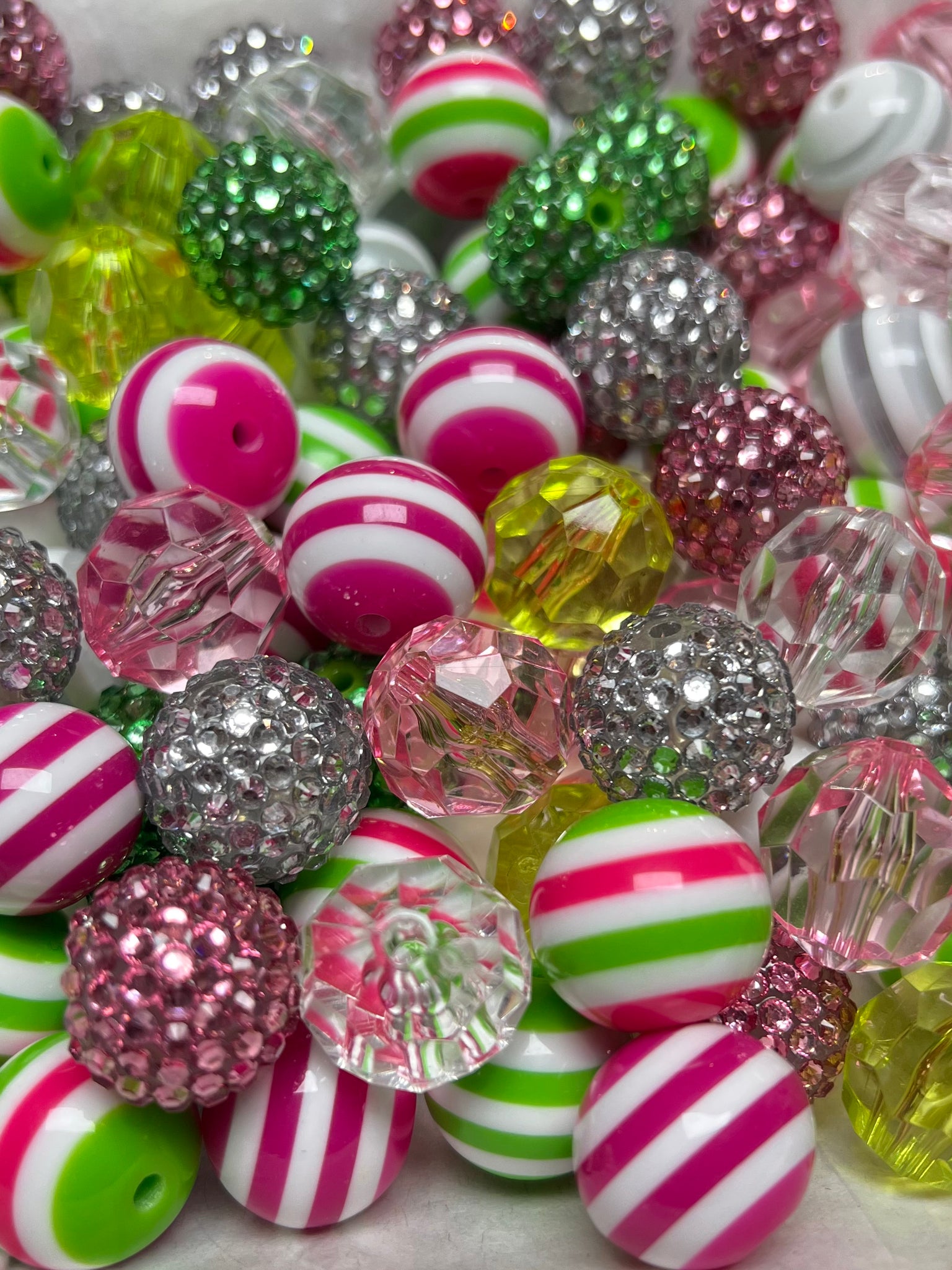 Chunky Beads, 20mm Round Rhinestone Acrylic Bubblegum Beads, 20mm Rhinestone  Beads 