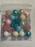 PASTEL Pink Blue BUBBLEGUM BEADS 20mm - 5 - Chunky Beads, Bubble Gum Bead Sets, Acrylic Beads, Chunky Bead Sets