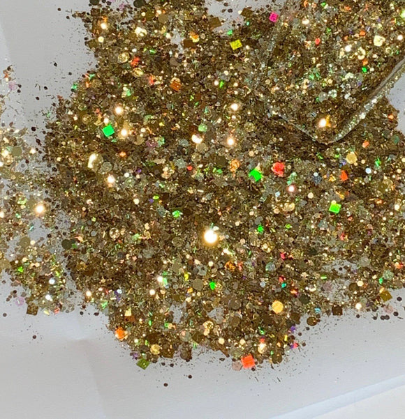 Gatsby Gold Holo custom mix chunky hex poly glitter, tumbler making gl –  GlitterGiftsAndMore